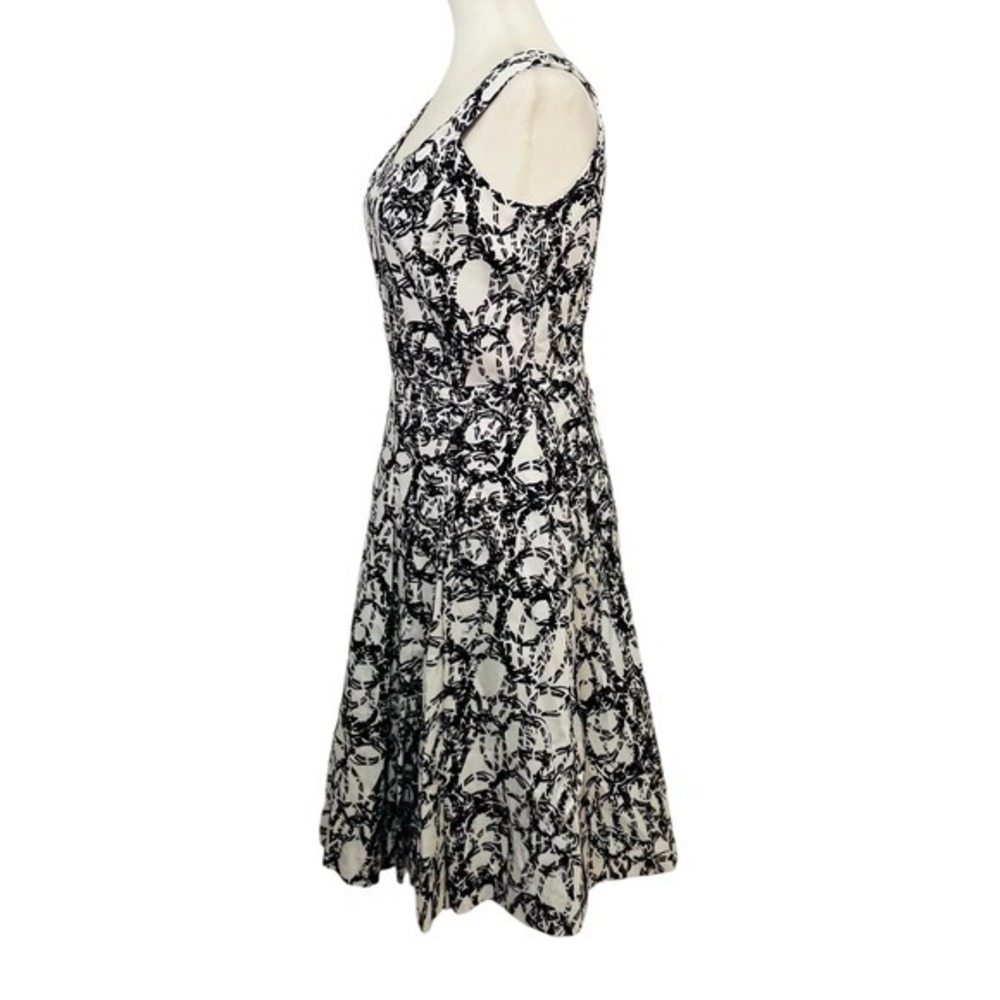 Calvin Klein Size‎ 4 Fit & Flare Dress Sleeveless Black White Print - Picture 4 of 11